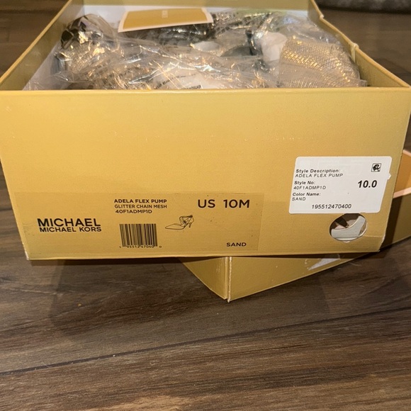 Michael Kors Gold Heels Size 10 Glitter Pumps Brand MK Shoes New In Box - Picture 7 of 10